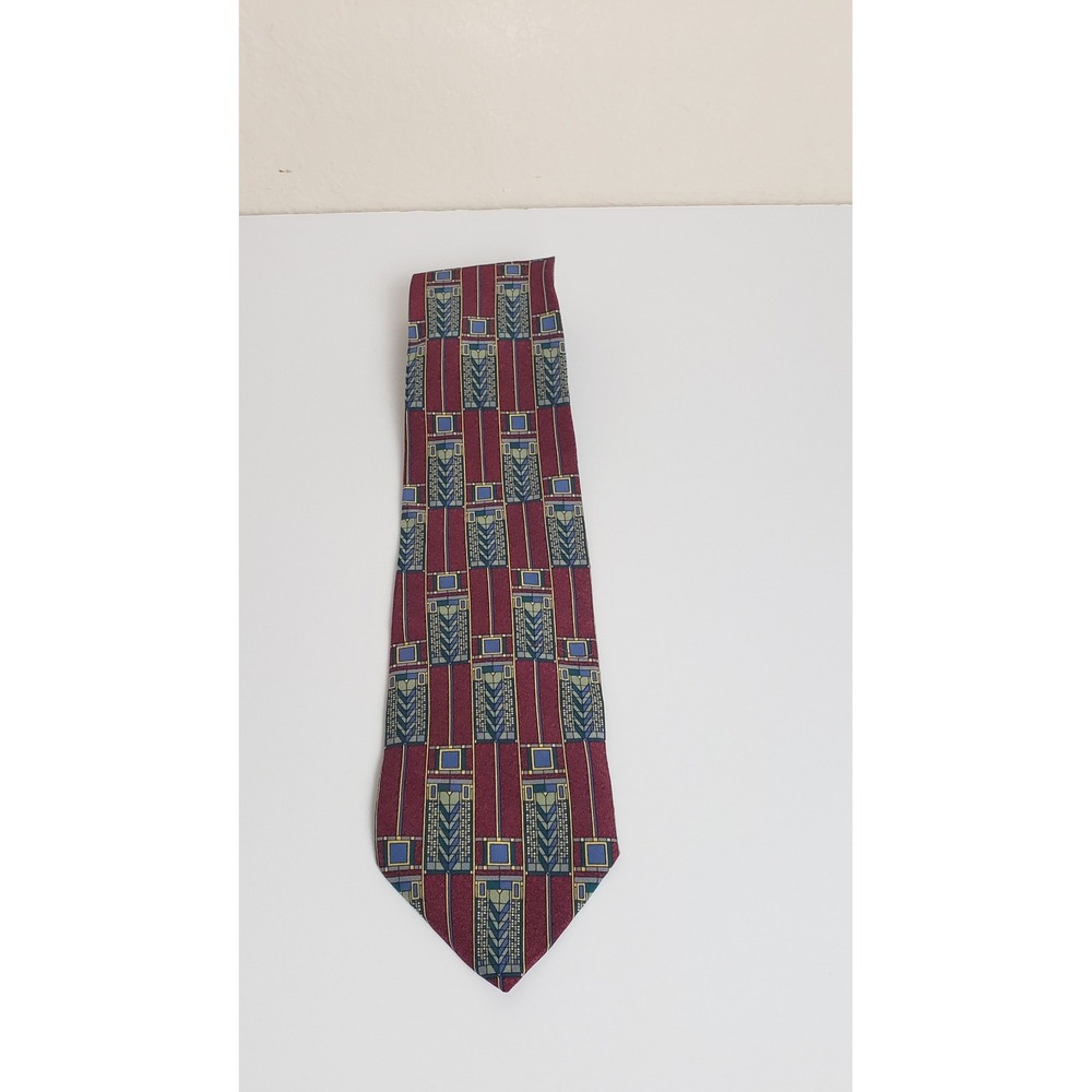 Frank Lloyd Wright Tree of Life Silk‎ Tie Boelder Milwaukee Burgundy Made Italy